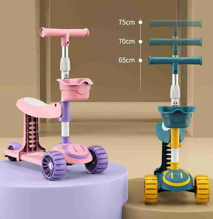 T6-02    New children's three-wheeled scooter, seat/stand dual-purpose